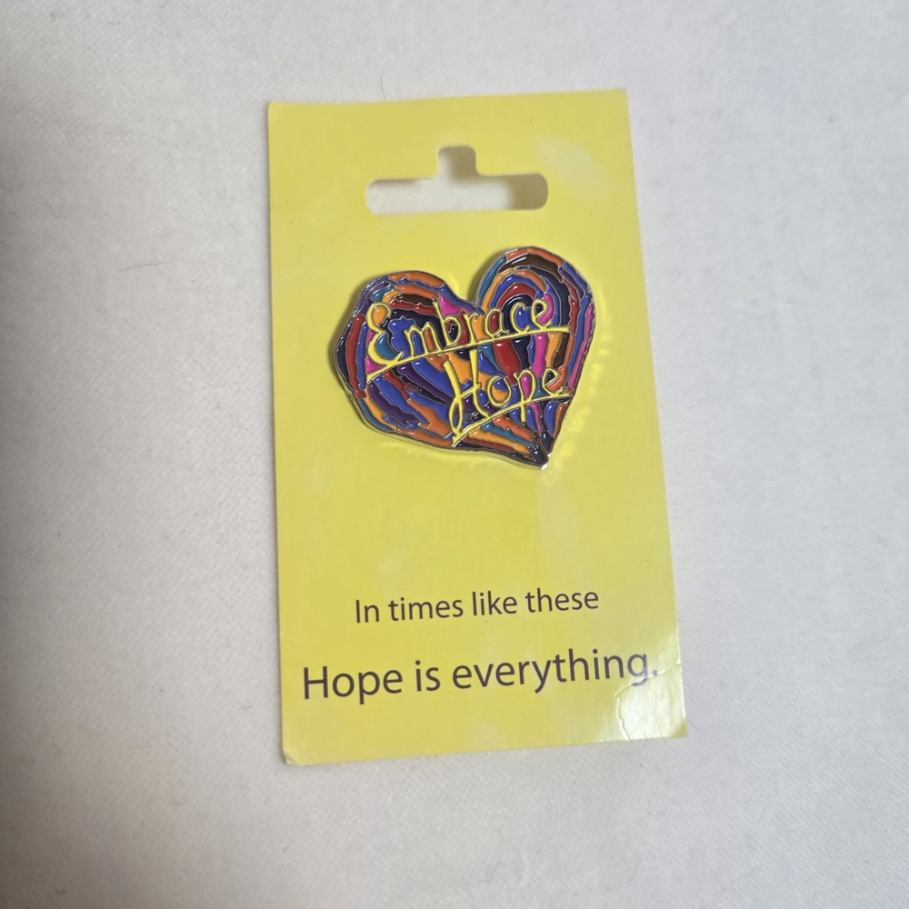 Embrace Hope Multicolor Heart Enamel Pin